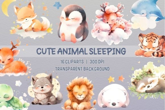 Adorable Snoozing Critters: A Watercolor Clipart Collection