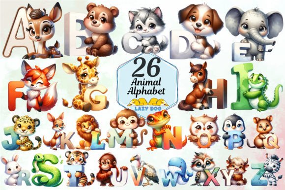 Animal Alphabet Sublimation Set: Creative Design Assets