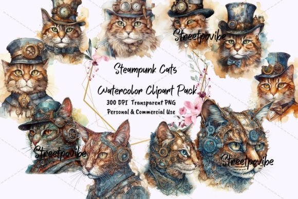 Animal Cats Steampunk Clipart: Elevate Your Digital Assets