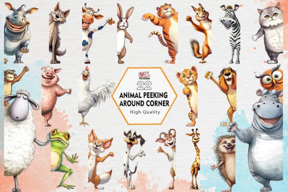 Animal Peeking Around Corner Clipart PNG: Playful Digital Assets