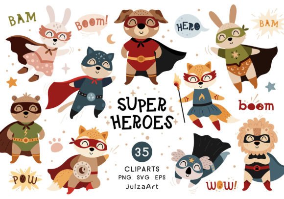 Animal Superhero Clipart: Bold Graphics for Modern Projects