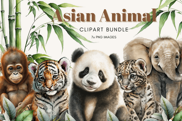 Baby Asian Animal Clipart Bundle: A Designer's Guide to Adorable Art