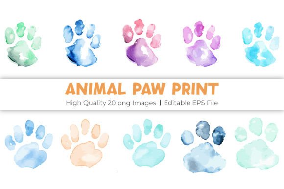 Capturing the Bond: The Watercolor Animal Paw Print Collection