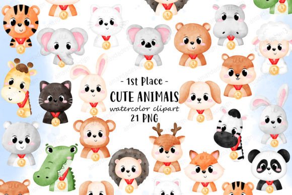 Celebrate Champions: Winner Gold Medal Animal Sport Clipart