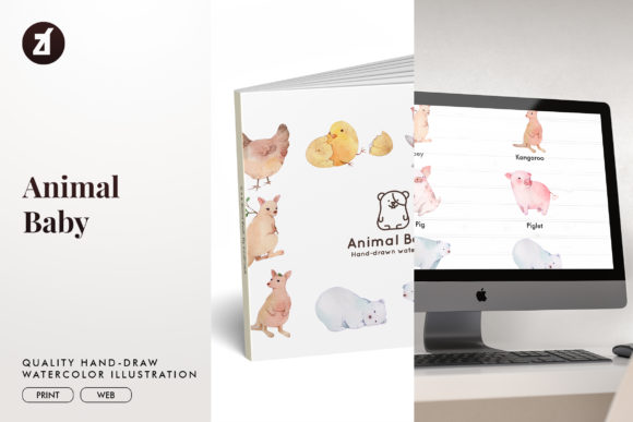 Charming Animal Baby Watercolor Illustrations for Creative Projects