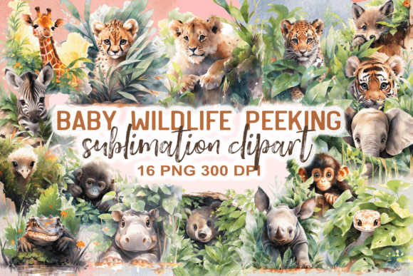 Charming Baby Wildlife Animal Peeking Clipart for Your Projects