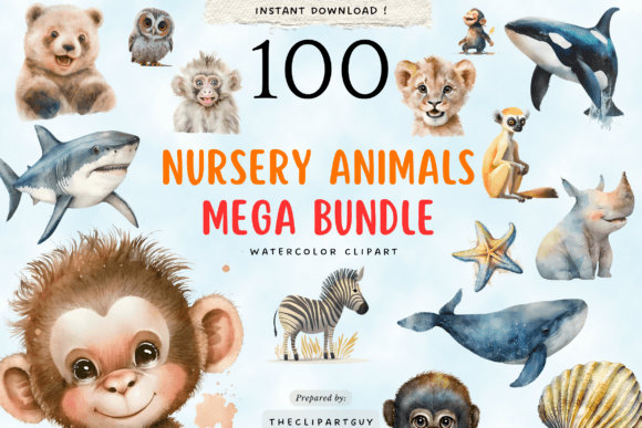 Charming Watercolor Wildlife: The Nursery Animal Clipart Bundle