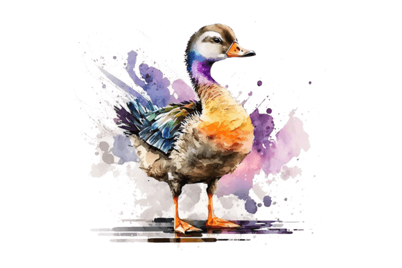 Duck Farm Animal: A Watercolor Charm for Your Creative Projects