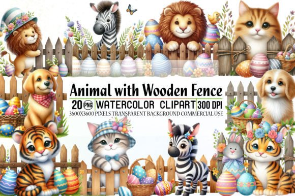 Easter Animal with Wooden Fence Clipart: A Design Asset Breakdown