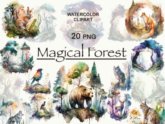 Enchanted Forest Clipart: Woodland Animal Design Magic