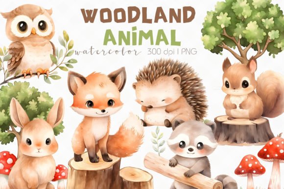 Enchanting Baby Woodland Animal Watercolor Clipart for Projects