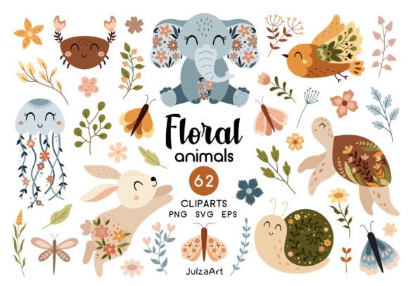 Floral Animal Clipart: SVG & PNG Design Essentials