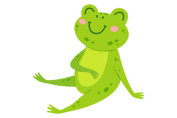 Resting Green Frog: A Happy Animal Character for Designers