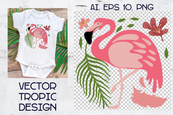 Tropical Animal, Flamingo, Kids Vector I: Design Joy for Projects