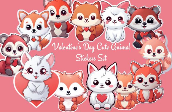 Valentine's Day Cute Animal Stickers Set: A Designer's Guide to Sweet, Ready-Made Graphics