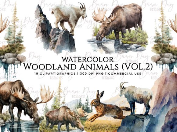 Watercolor Woodland Animal Clipart Vol 2: A Designer's Asset